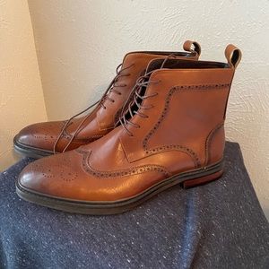 Mens Brown Leather Brogue Boots